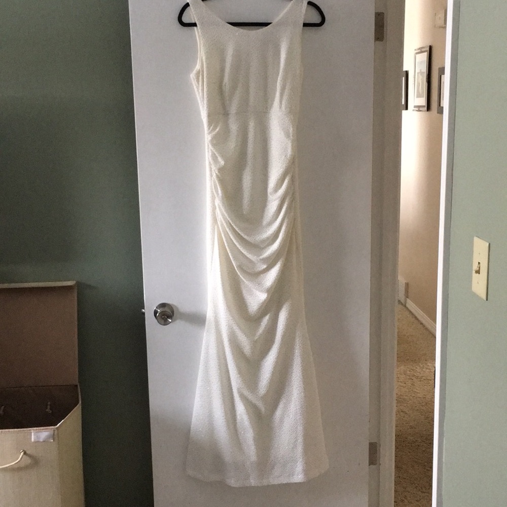 Long White Glitter Gown size Small